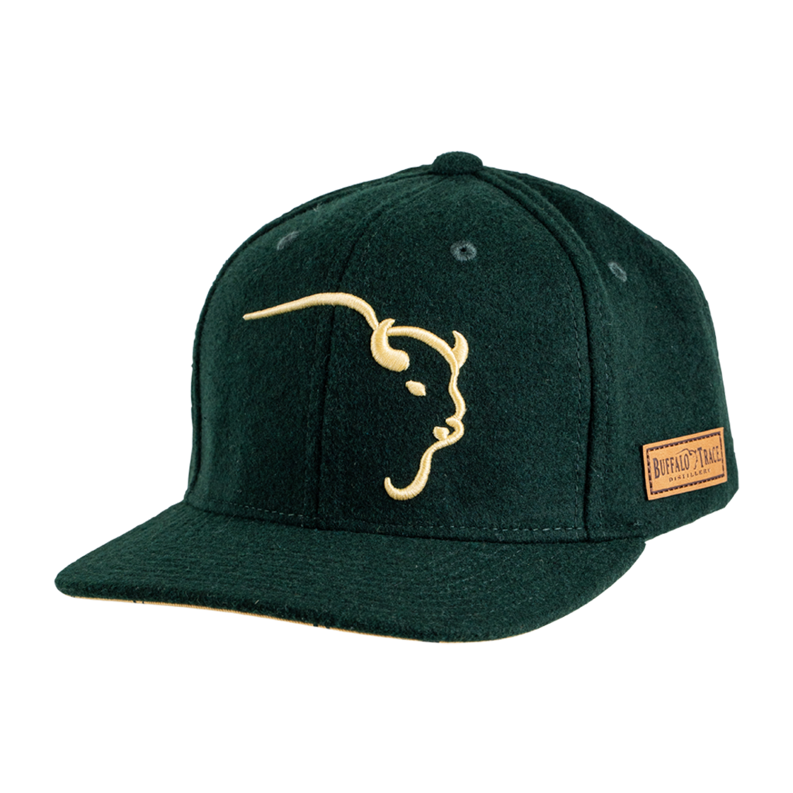 Buffalo Trace Wool Flatbill Hat – premium wool flat bill cap with embroidered Buffalo Trace logo