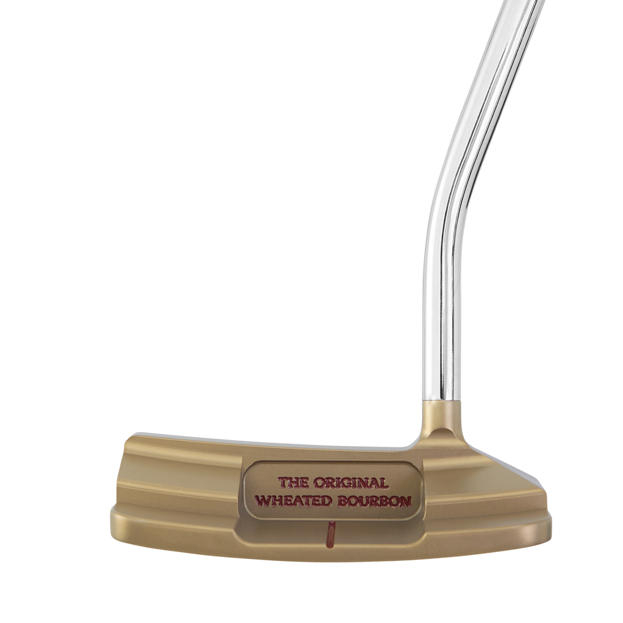Weller x Bettinardi Gold Flame Queen B 6 Left-Handed Putter close-up of gold flame engraving on putter face