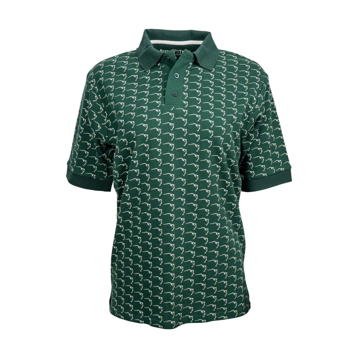Buffalo Trace Allover Swoosh Polo – premium performance polo with allover Buffalo Trace swoosh print