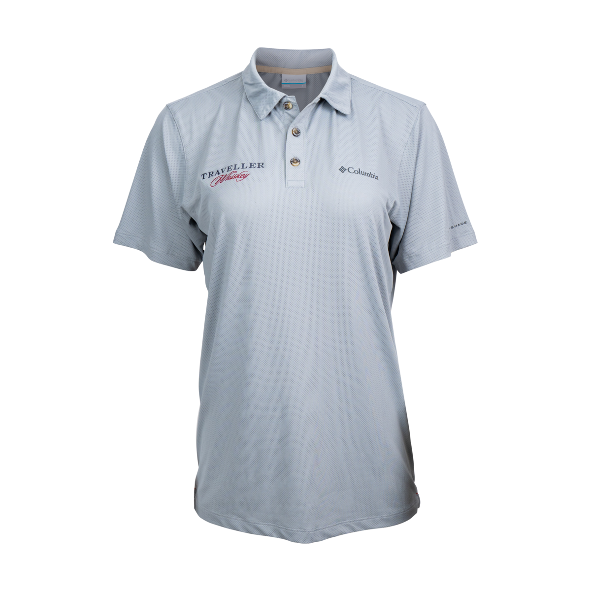 Traveller Columbia Grey Polo – premium grey Columbia polo with Traveller Whiskey embroidered logo