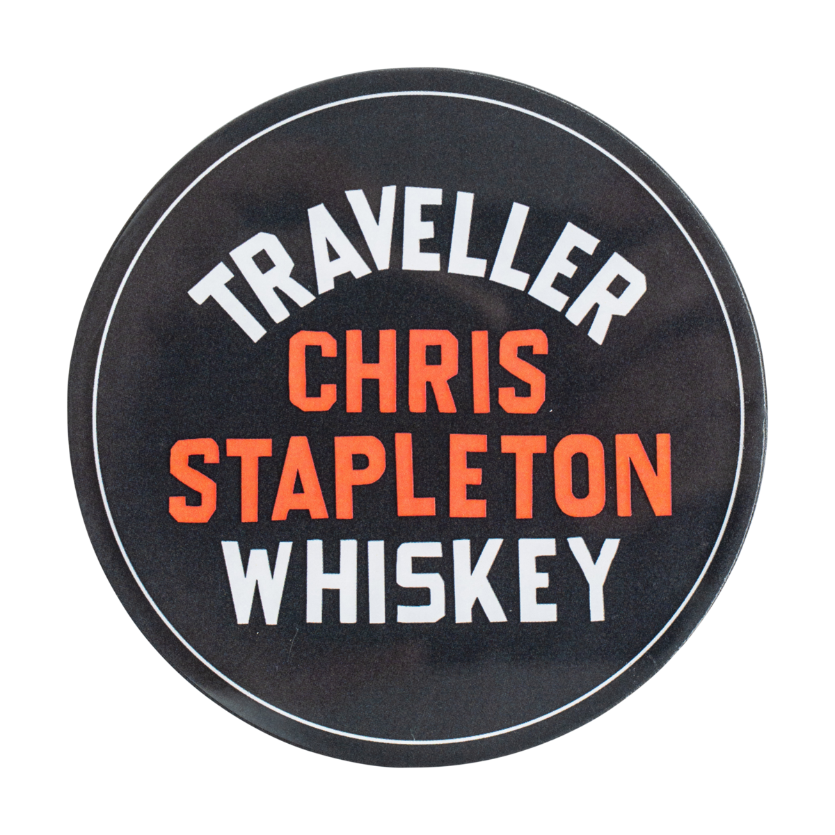 Traveller Whiskey Circle Magnet – round collectible fridge magnet with Traveller Whiskey branding