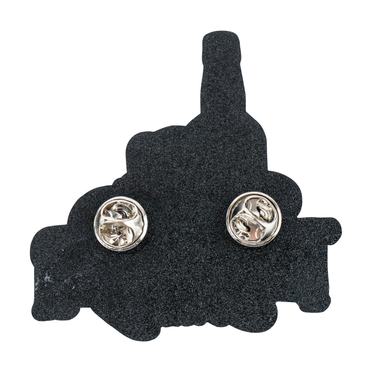 Traveller Whiskey Hat Bottle Lapel Pin close-up of enamel detail and Traveller hat design