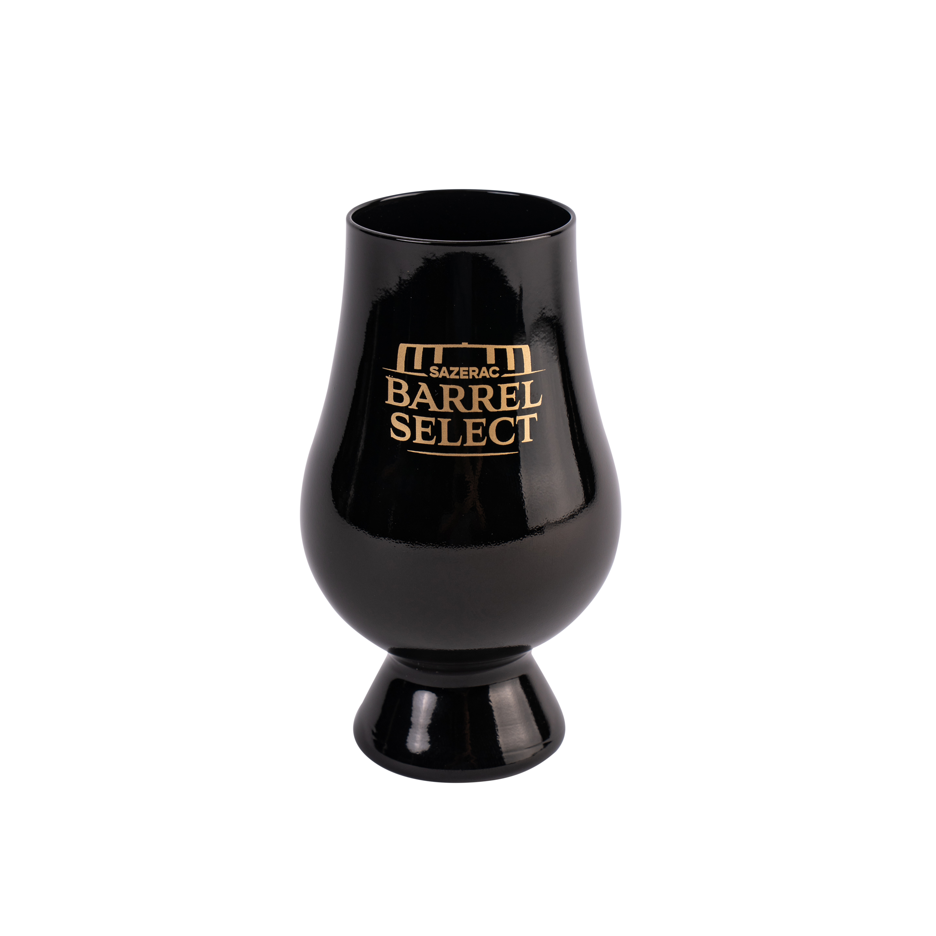 SBS Black Glencairn Glass – black crystal whiskey nosing glass with Single Barrel Select branding