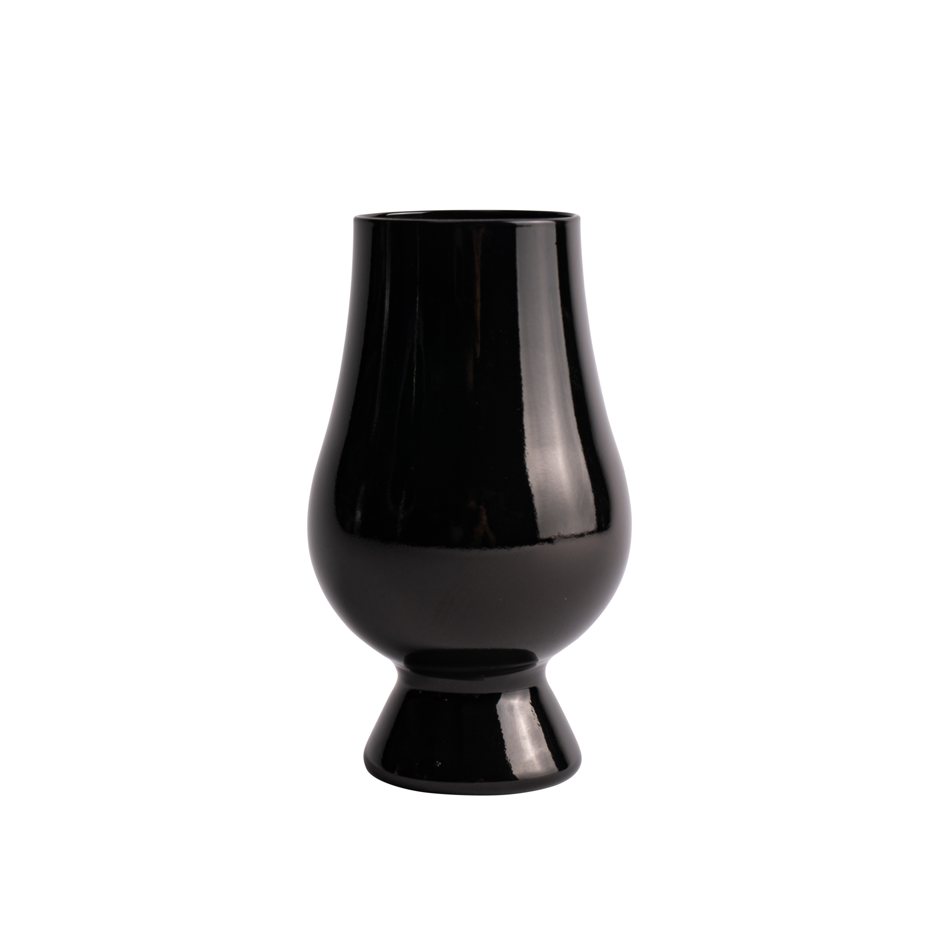 SBS Black Glencairn Glass side view showing elegant black finish and engraved SBS logo