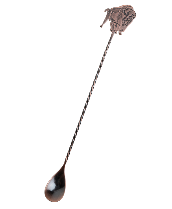 Buffalo Trace Copper Mixing Spoon Premium Bar Stirrer – premium copper bar spoon with Buffalo Trace logo