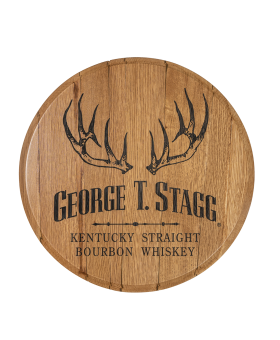 Stagg Barrel Head Oak Engraved Bourbon Wall Display – laser-engraved Stagg bourbon barrel head décor