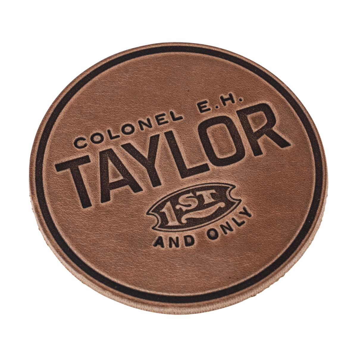 E.H. Taylor Leather Coaster – premium leather barware coaster with embossed E.H. Taylor logo