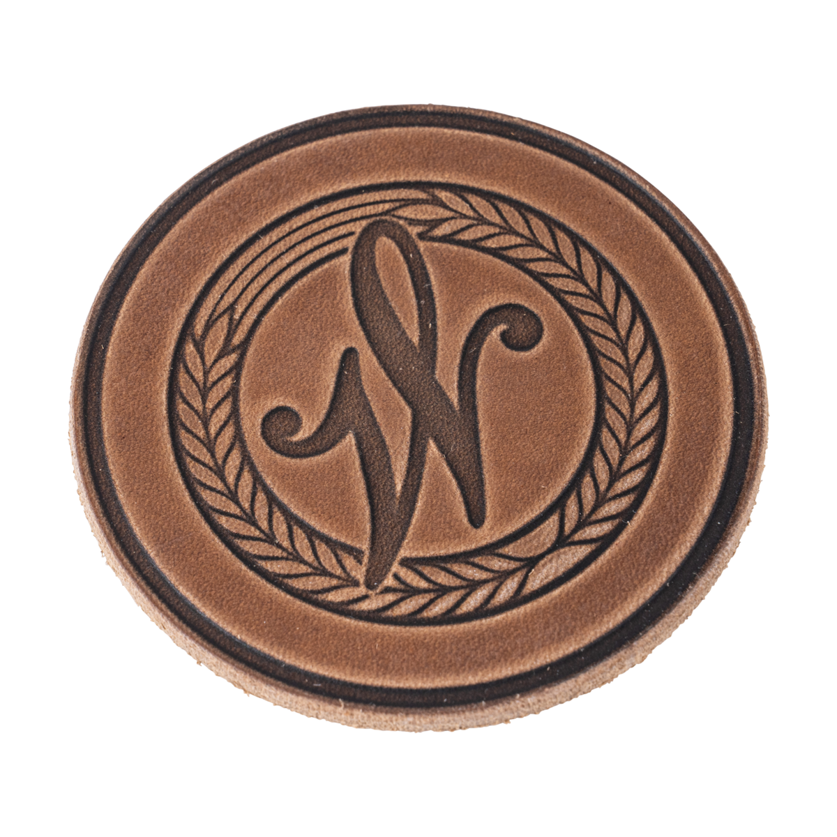 Weller Leather Coaster – premium leather barware coaster with embossed Weller bourbon logo
