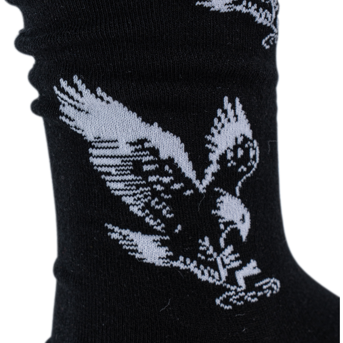 Eagle Rare Socks close-up of woven Eagle Rare logo and premium fabric detail