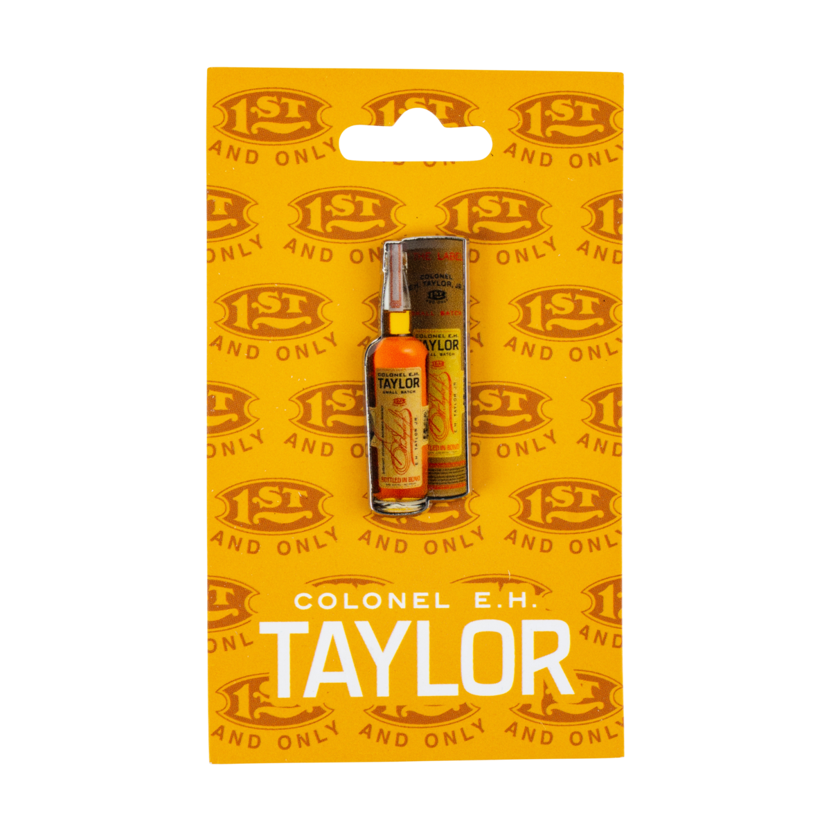 E.H. Taylor Bottle Lapel Pin – collectible enamel pin shaped like an E.H. Taylor bourbon bottle