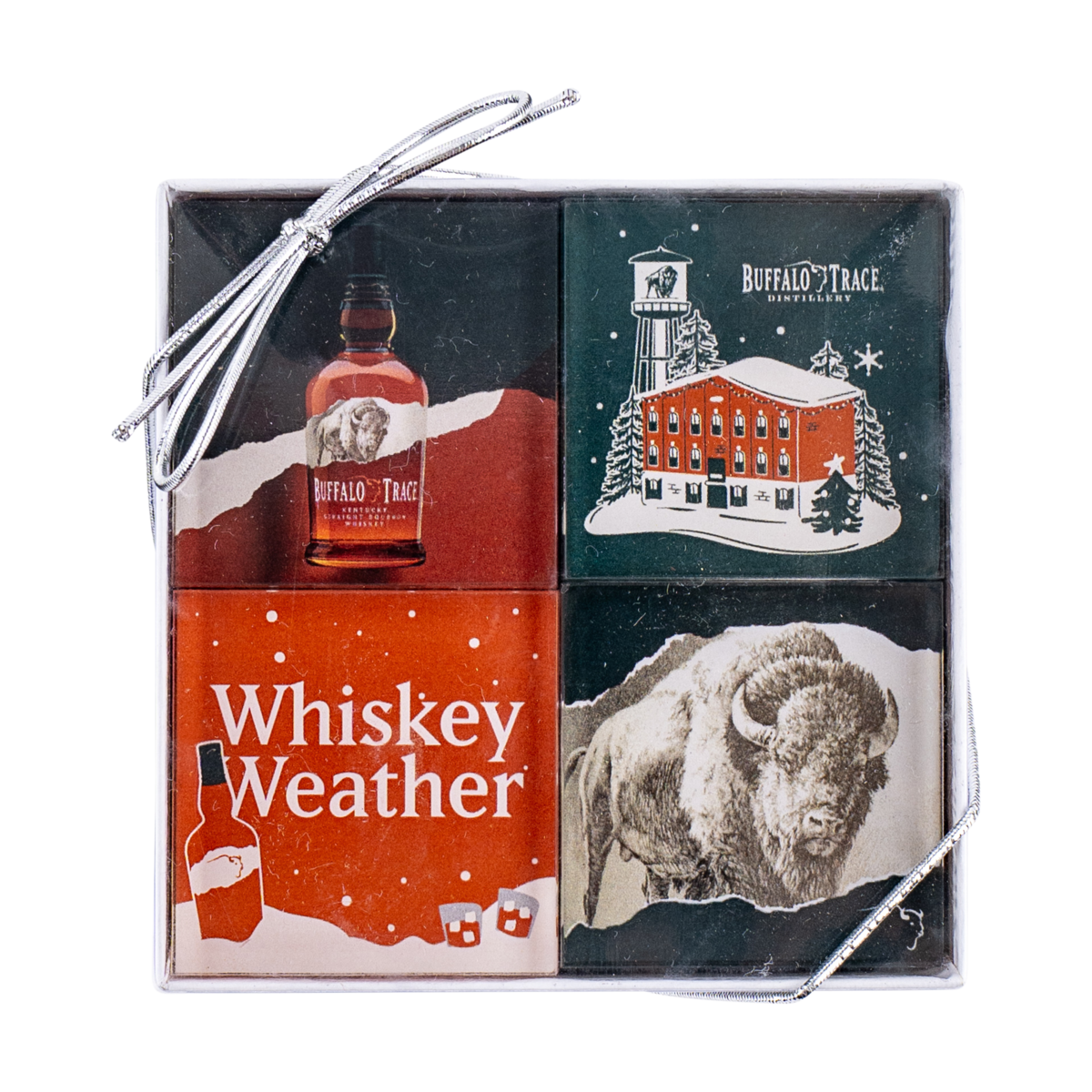 Buffalo Trace Holiday Magnet Set – festive set of collectible Christmas holiday fridge magnets