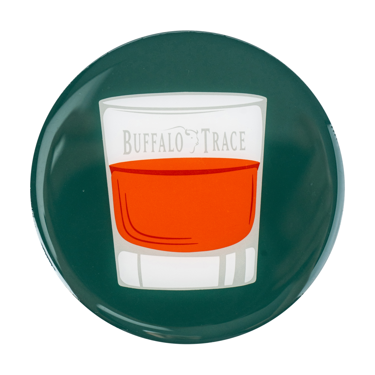 Buffalo Trace Distillery Glass Round Magnet – round collectible fridge magnet with distillery glass design