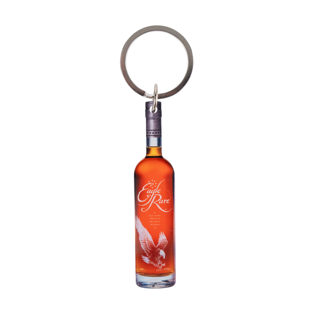Eagle Rare Bottle Keychain – collectible metal keychain shaped like an Eagle Rare bourbon bottle