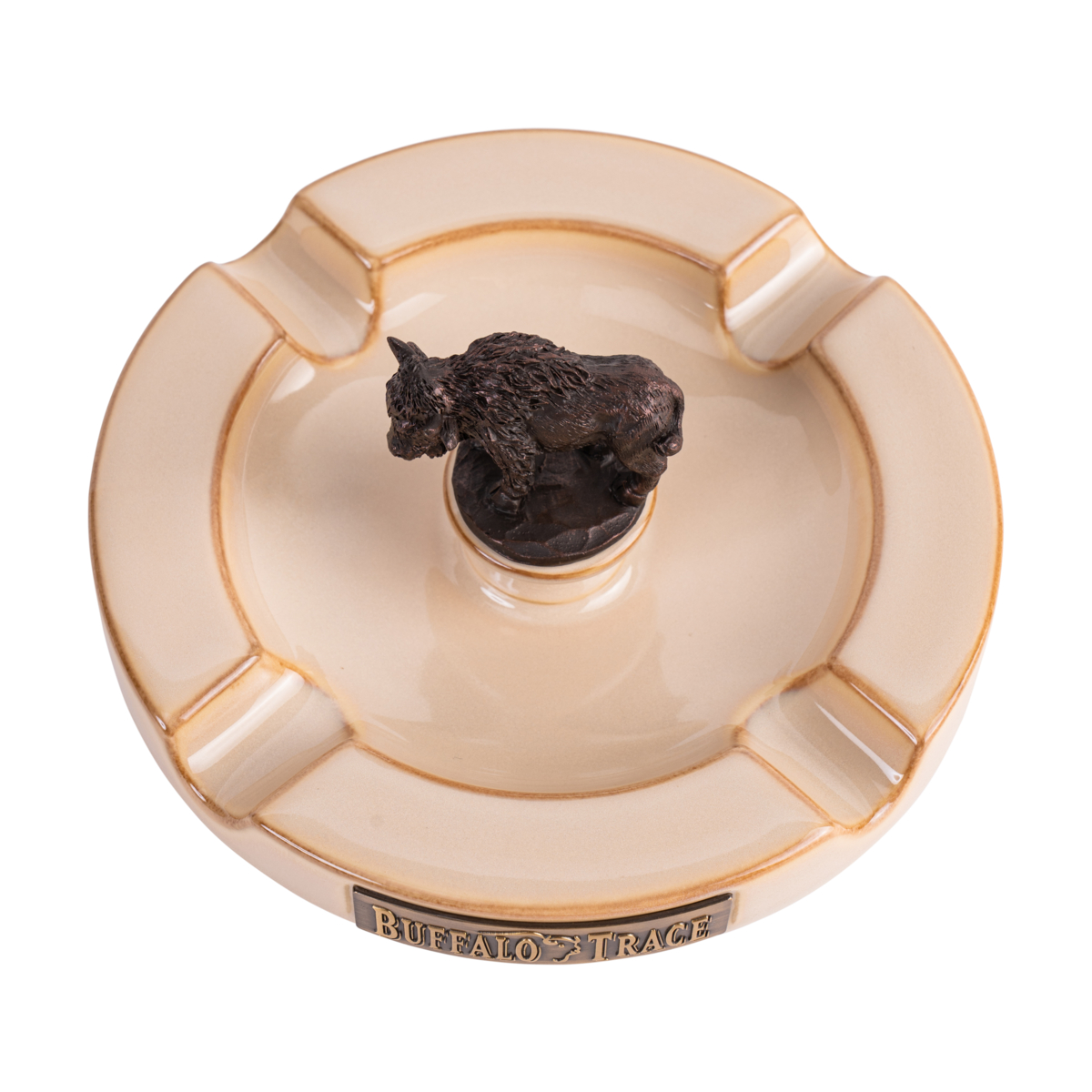 Buffalo Trace Ceramic Ash Tray close-up of distillery logo and premium ceramic finish