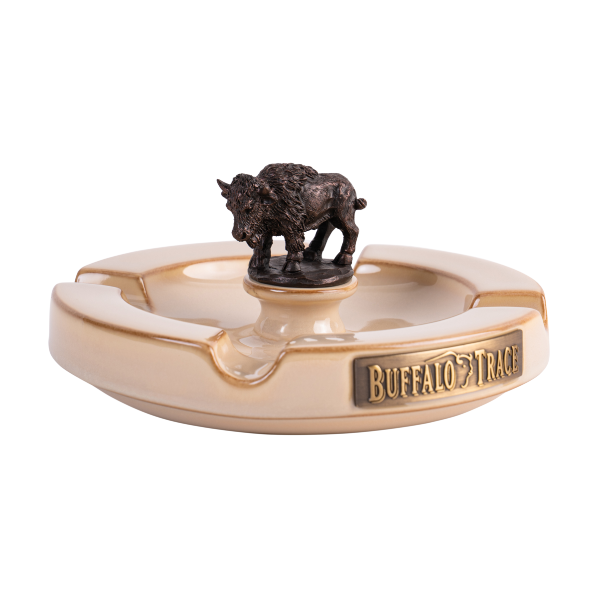 Buffalo Trace Ash Tray side profile showing solid weight and premium ceramic construction