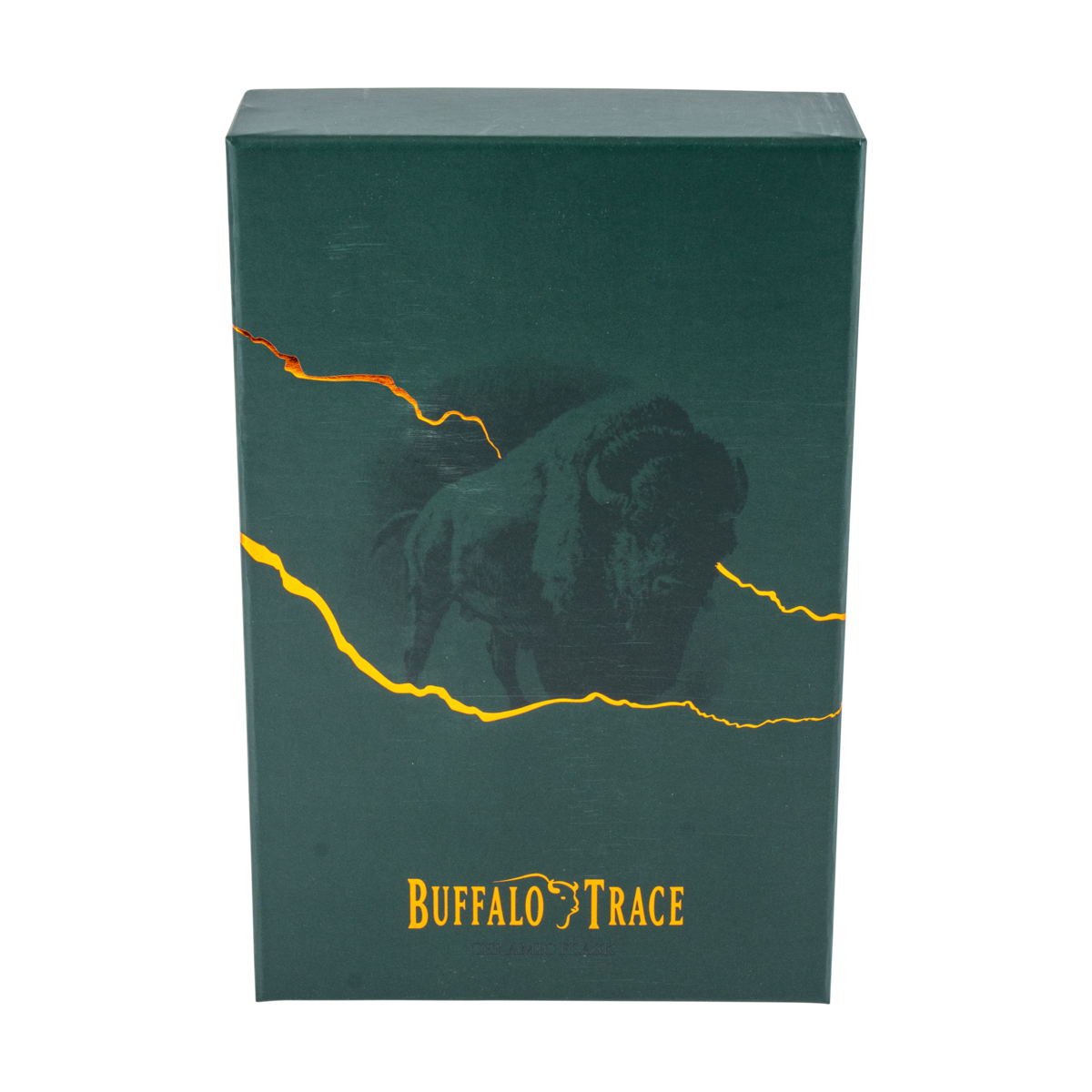 Buffalo Trace Green Flask lifestyle shot on wooden surface – perfect bourbon gift