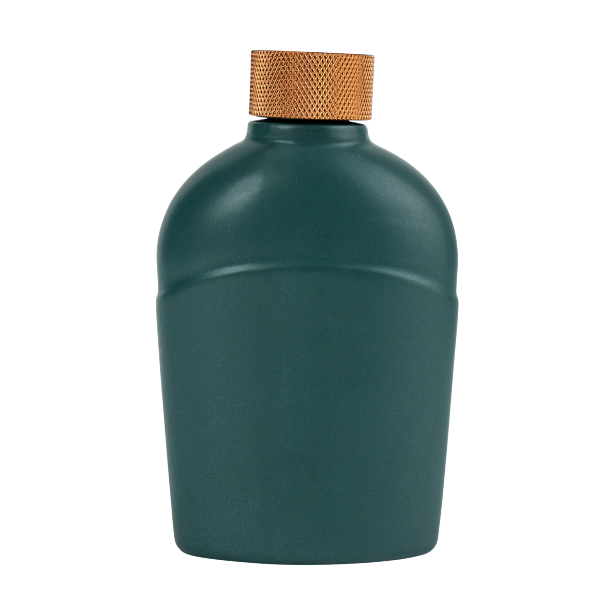 Buffalo Trace Green Flask with strap detail – portable bourbon flask for on-the-go