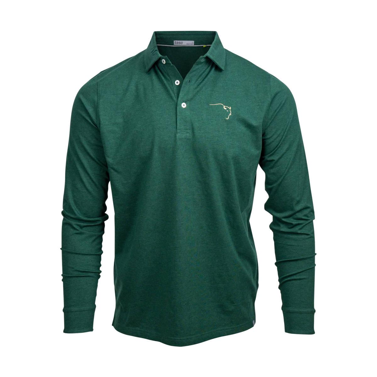 Buffalo Trace Green Long Sleeve Swoosh Polo by TASC – premium long sleeve performance polo with swoosh logo