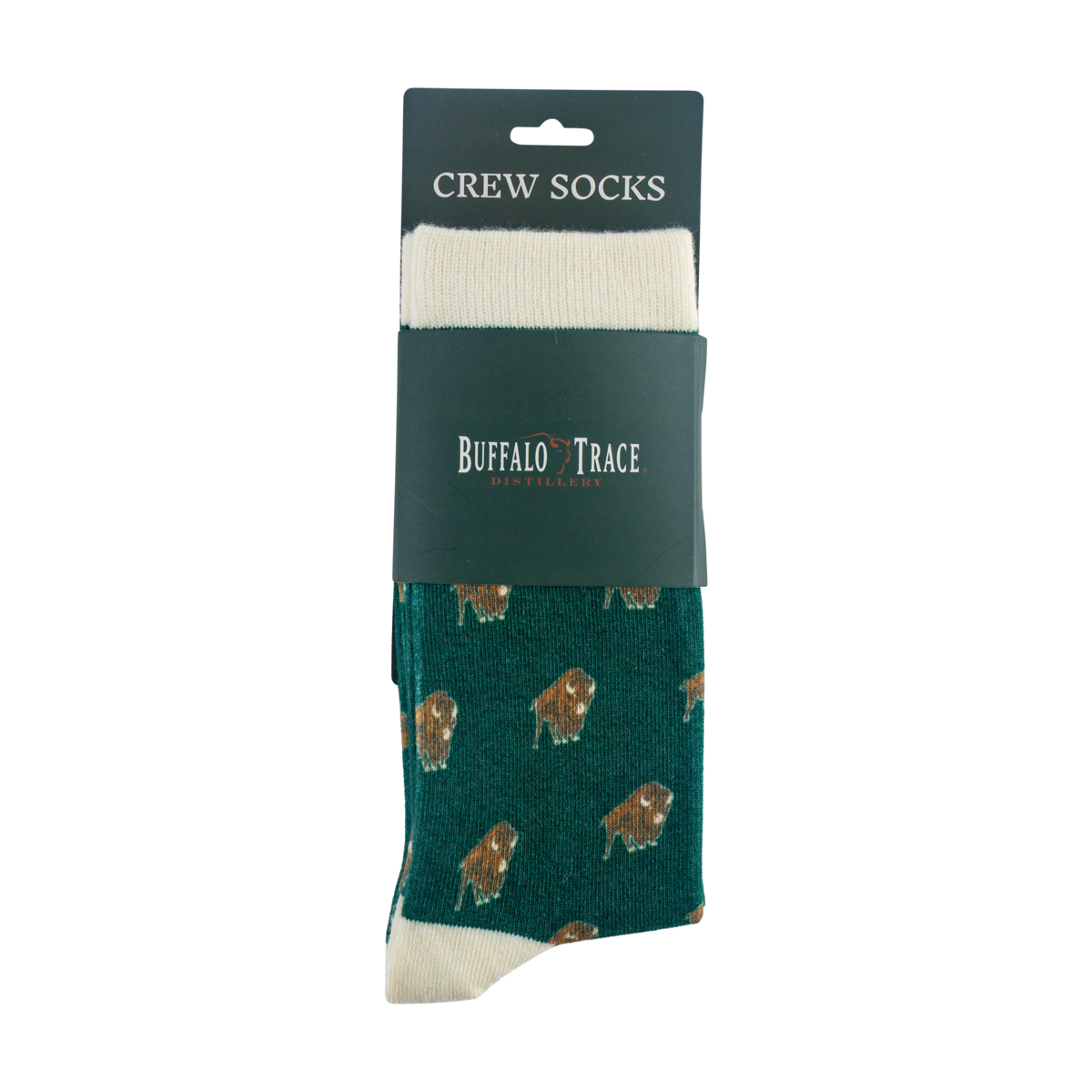 Buffalo Trace Green Allover Buffalo Socks – green crew socks with allover woven buffalo pattern
