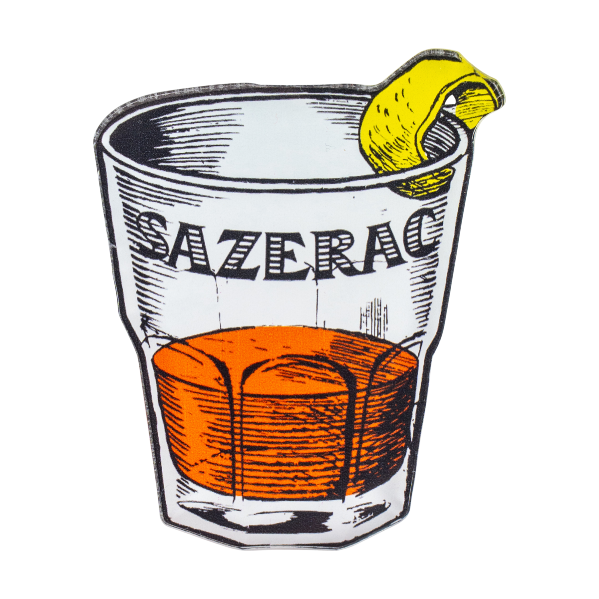 Sazerac Rye Cocktail Magnet – collectible refrigerator magnet with Sazerac cocktail recipe design