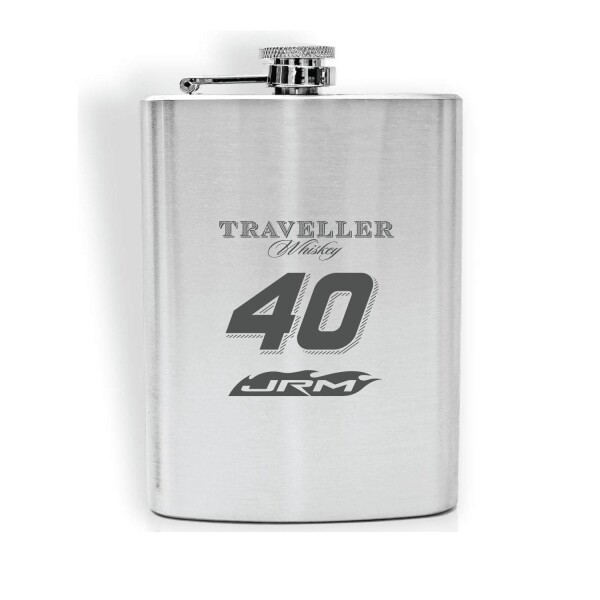 Justin Allgaier #40 Traveller Whiskey Laser Engraved 8oz Flask – NASCAR collectible flask with laser engraved design