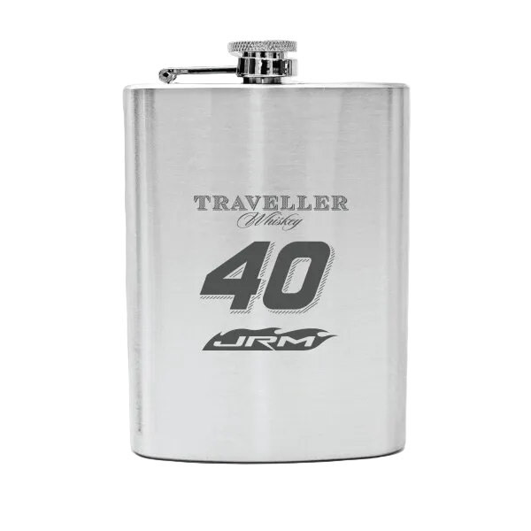 Justin Allgaier #40 Traveller Whiskey Laser Engraved 8oz Flask – NASCAR collectible flask with laser engraved design