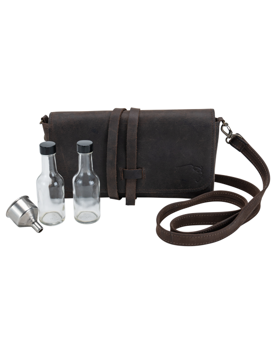 Buffalo Trace Leather Crossbody Travel Bar