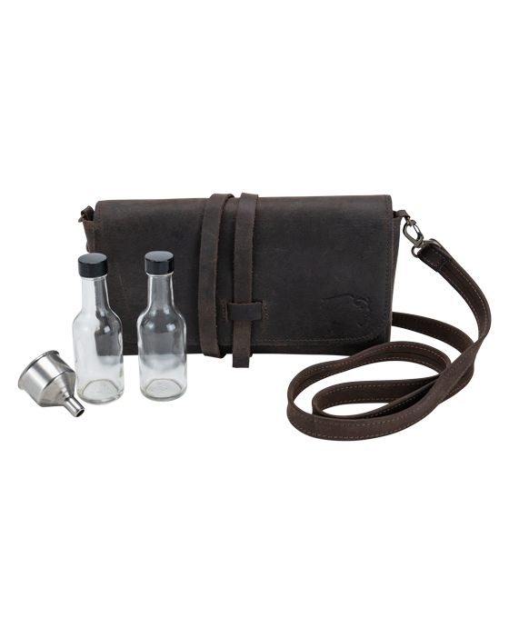 Buffalo Trace Leather Crossbody Travel Bar