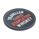 Traveller Whiskey Circle Magnet back view showing magnet detail and circular Traveller logo