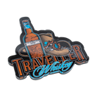 Traveller Whiskey Hat Bottle Magnet back view showing magnet detail and Traveller branding
