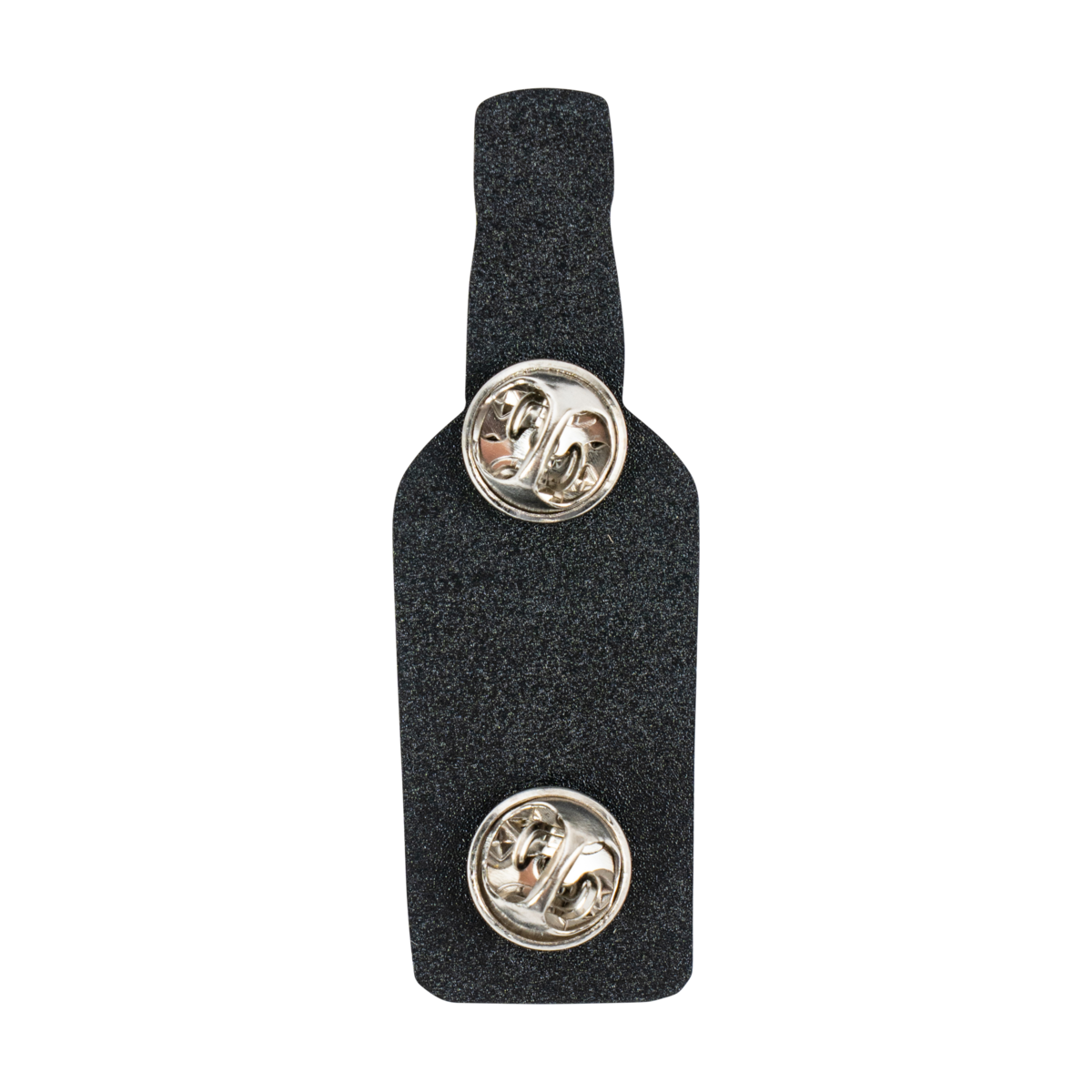 Traveller Whiskey Bottle Lapel Pin close-up of enamel bottle shape and Traveller label detail