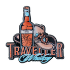Traveller Whiskey Hat Bottle Lapel Pin – collectible enamel pin featuring Traveller Whiskey hat and bottle design