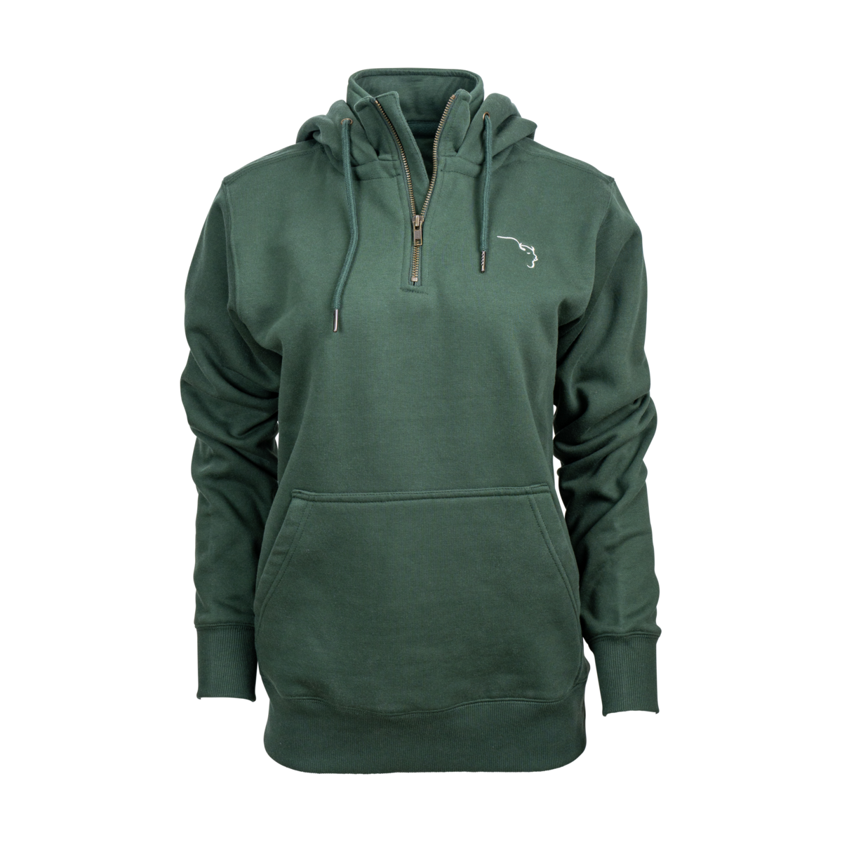 Buffalo Trace Green Half-Zip Hoodie – premium green performance half-zip with embroidered Buffalo Trace logo