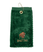 Buffalo Trace green golf towel included in the premium golf bundle set