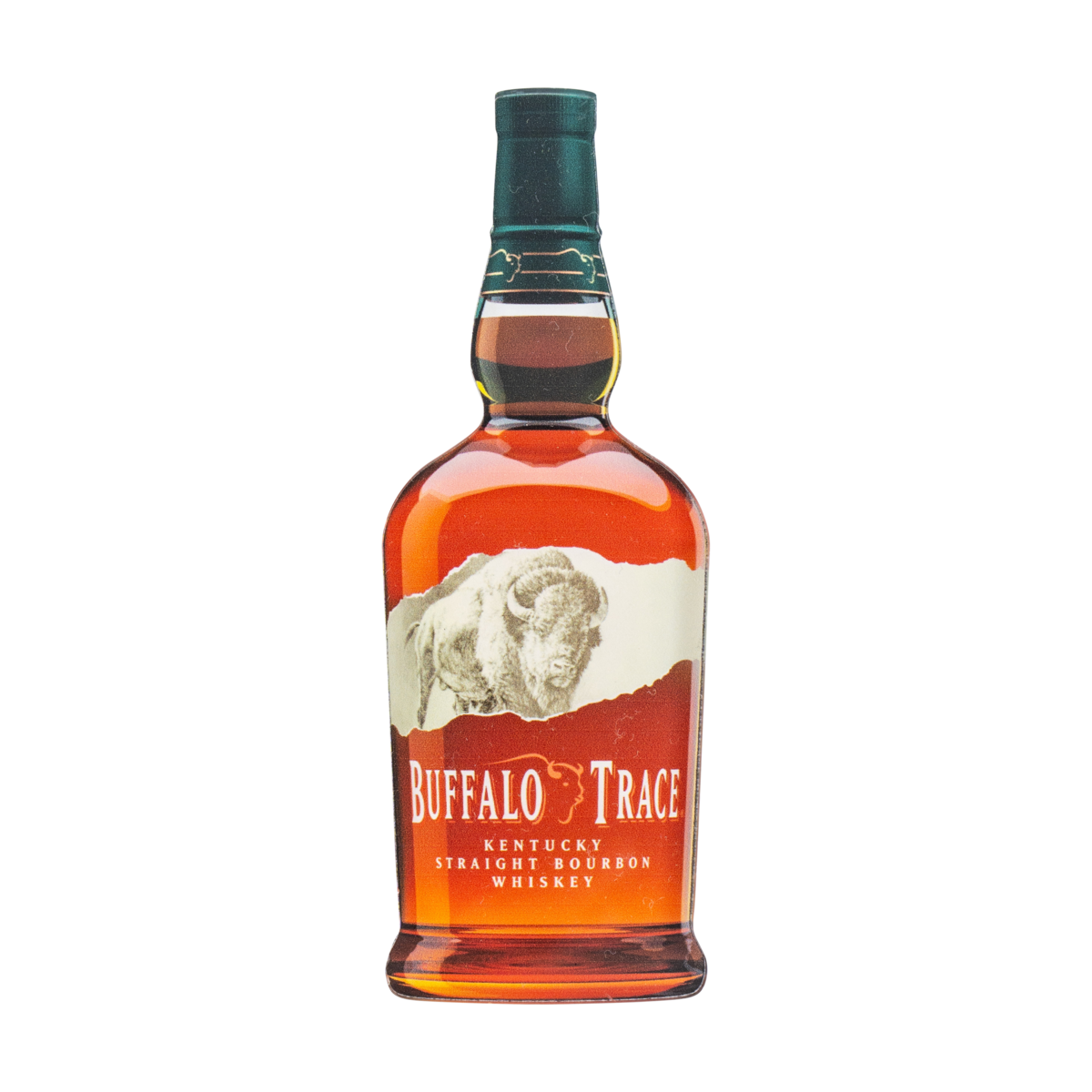 Buffalo Trace Bottle Magnet – collectible fridge magnet shaped like an iconic Buffalo Trace bourbon bottle