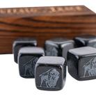 Buffalo Trace Whiskey Stone Box Set complete contents including stones, glass, and velvet pouch