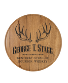 Stagg Barrel Head Oak Engraved Bourbon Wall Display – laser-engraved Stagg bourbon barrel head décor