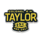 E.H. Taylor Logo Lapel Pin close-up of enamel fill and E.H. Taylor logo detail