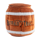 Buffalo Trace Barrel Plush Dog Toy side view showing soft plush material and distillery logo