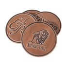 Buffalo Trace Leather Coaster side view showing embossed logo and premium leather edges