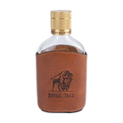 Buffalo Trace Leather Wrapped Glass Flask – premium leather flask with Buffalo Trace bourbon logo