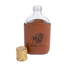 Buffalo Trace Leather Flask side view showing embossed Buffalo Trace logo on leather surface