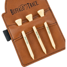 Golf Bag Tag with Golf Tees side view showing leather strap and Buffalo Trace logo detail