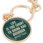 Buffalo Trace No Bad Bourbon Keychain close-up of engraved slogan and keychain detail