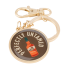 Buffalo Trace Perfectly Untamed Keychain close-up of engraved slogan and metal finish