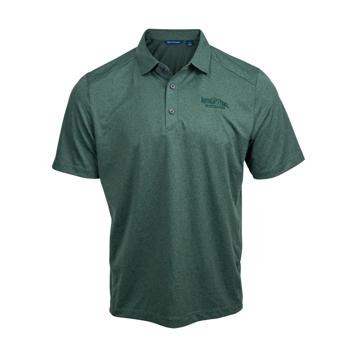 Buffalo Trace Cutter & Buck Green Polo – premium solid green golf polo with embroidered Buffalo Trace logo