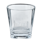 Buffalo Trace Etched Square Rocks Glass front view showing etched logo on geometric design