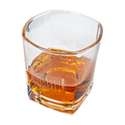 Buffalo Trace Etched Square Rocks Glass – modern square whiskey glass with etched Buffalo Trace logo