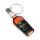 Weller Bottle Keychain close-up of bottle shape and Weller bourbon label detail