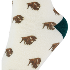 Buffalo Trace Cream Allover Buffalo Socks close-up of woven buffalo pattern and distillery logo